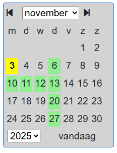 Beschikbaarheid Ingevuld